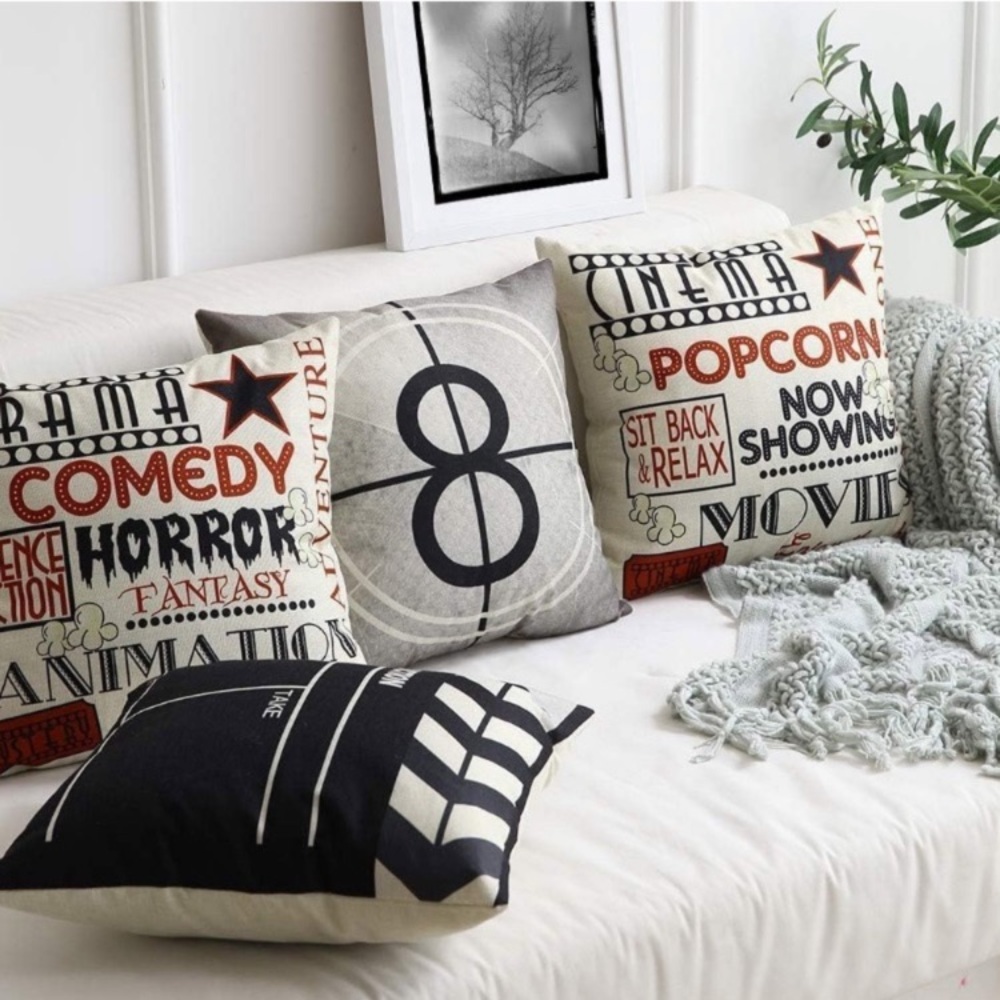 ~Set of (4) Movie Theme Pillow Covers Set of 4 18x18 Inch~